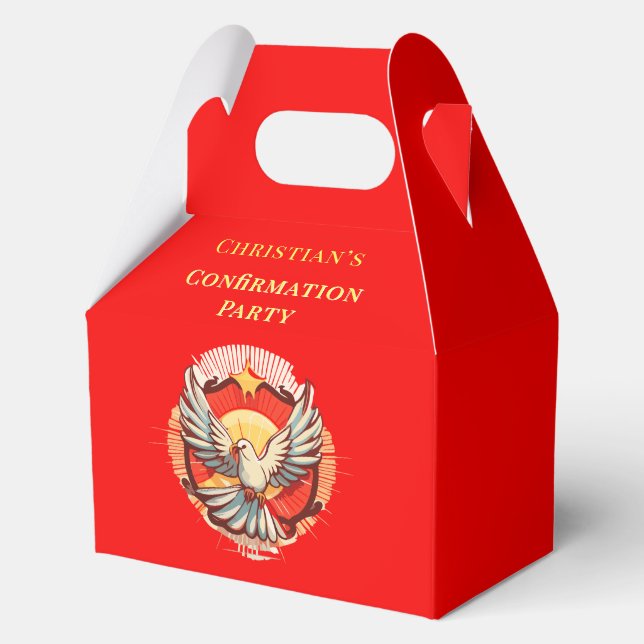 Caja Para Regalos Confirmación Red Dove blanco flamado (Reverso )