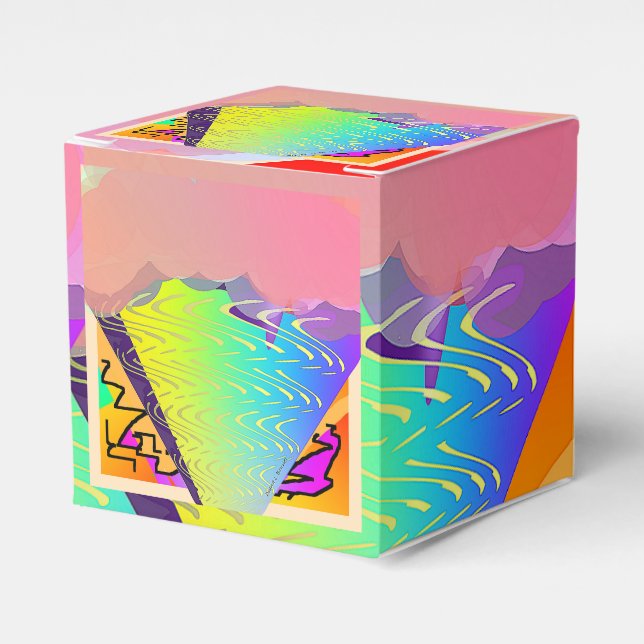 Caja Para Regalos Cono Iredescendiente Rosa De Crema De Hielo (Costado Anverso)