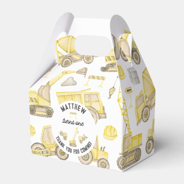 Caja Para Regalos Construcción moderna y sencilla 1er cumpleaños gra (Front Side)