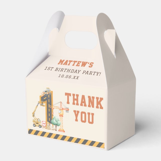 Caja Para Regalos Construction Kids 1st Birthday Party (Front Side)