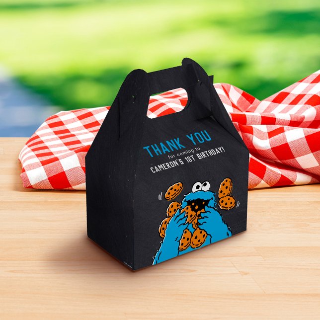 Caja Para Regalos Cookie Monster Birthday Chalkboard (Favor Box on table)