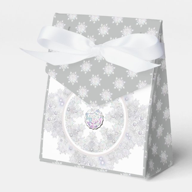 Caja Para Regalos copo de nieve blanco (Front Side)