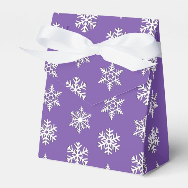 Caja Para Regalos Copo de nieve blanco 3D, fondo personalizable (Front Side)