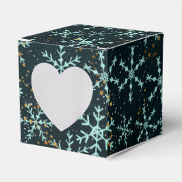 Caja Para Regalos Copo de Nieve Brillante Blanco Azul en la Negra No