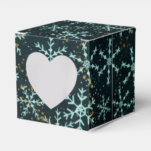 Caja Para Regalos Copo de Nieve Brillante Blanco Azul en la Negra No