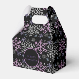 Caja Para Regalos Copo de nieve Navidad Morado Plateado