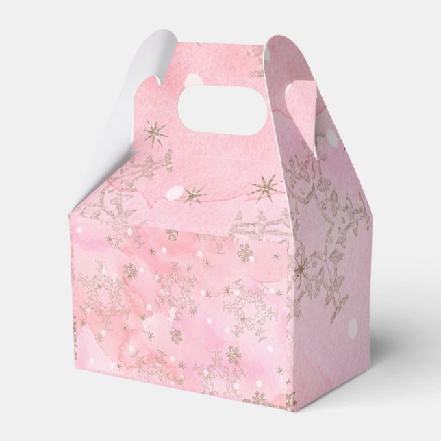 Caja Para Regalos Copos de Navidad rosados patrón boho (Front Side)