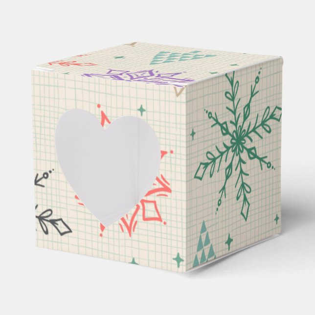 Caja Para Regalos Copos de nieve a mano Árboles de Navidad Multicolo (Anverso)