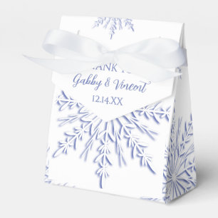 Caja Para Regalos Copos de nieve azules en la boda blanca del