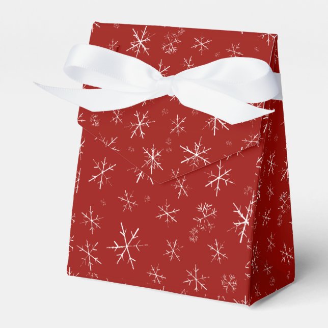 Caja Para Regalos Copos de nieve en rojo (Front Side)