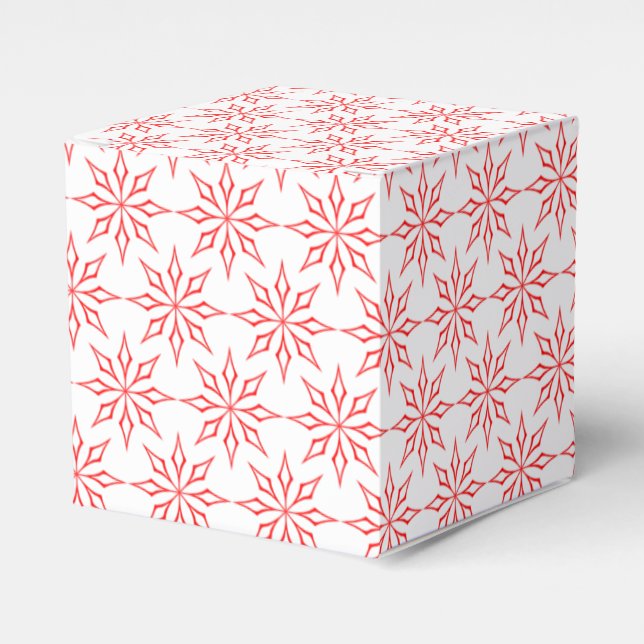 Caja Para Regalos Copos de nieve rojos (Costado Anverso)