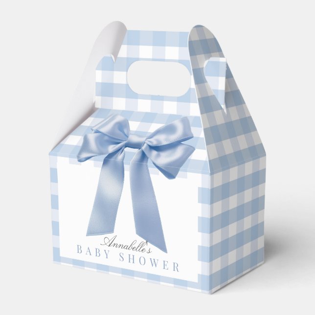 Caja Para Regalos Coquette Blue Bow Ribbon Boy Baby Shower (Front Side)
