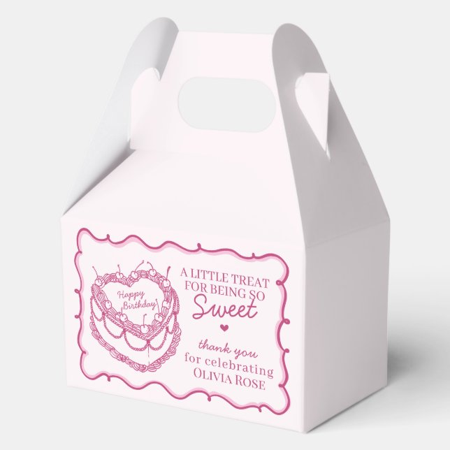 Caja Para Regalos Coquette Cherry Cake Pink Retro Heart Coquette (Anverso)