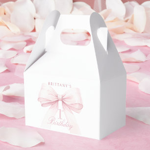 Caja Para Regalos Coquette Pink Bow Primer Cumpleaños