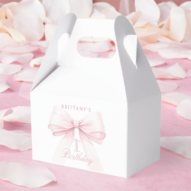 Caja Para Regalos Coquette Pink Bow Primer Cumpleaños (Subido por el creador)
