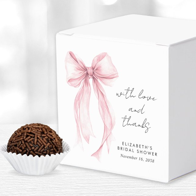 Caja Para Regalos Coquette rosa Bow acuarela ducha de novia (Subido por el creador)