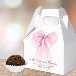 Caja Para Regalos Coquette Rosa Bow Baby Shower Gracias