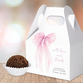 Caja Para Regalos Coquette Rosa Bow Baby Shower Gracias