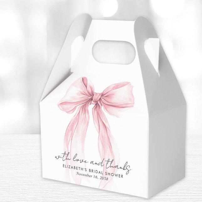 Caja Para Regalos Coquette Rosa Bow Bridal Shower Gracias (Subido por el creador)