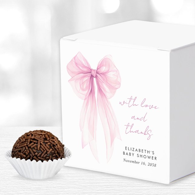 Caja Para Regalos Coquette rosa Bow Watercolour Baby Shower (Subido por el creador)