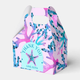 Caja Para Regalos Coral acuático y pez estrella en rosa y turquesa