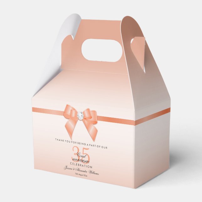 Caja Para Regalos Coral Bow & Ribbon 35° Aniversario Boda (Front Side)