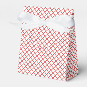 Caja Para Regalos Coral Rojo - Blanco en Enrejado de Diamante