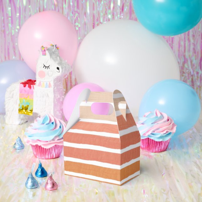 Caja Para Regalos Coral Stripes Naranjas (Fiesta)