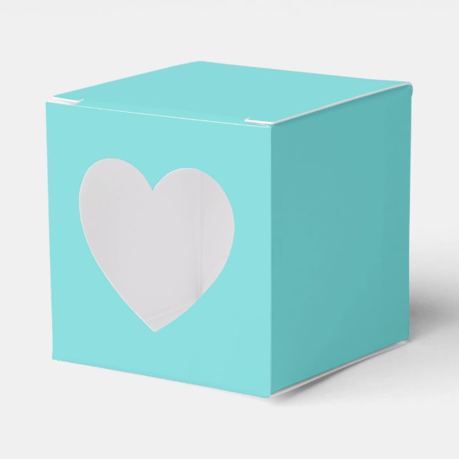 Caja Para Regalos Corazón Acuamarino Sólido (Anverso)