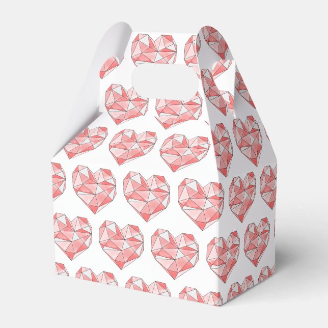 Caja Para Regalos Corazón de acuarela geométrica rosa (Front Side)