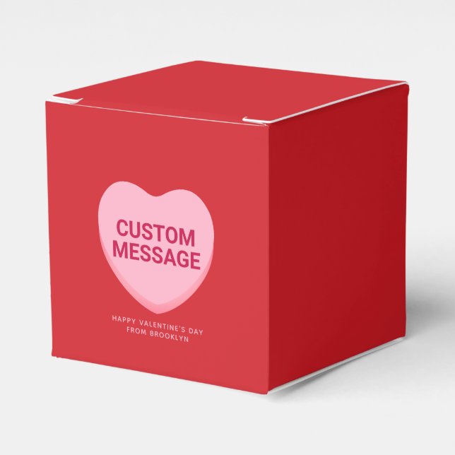 Caja Para Regalos Corazón de conversación de personalizado rosa rojo (Costado Anverso)