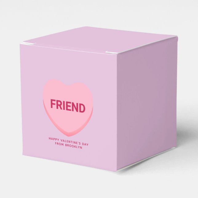 Caja Para Regalos Corazón de conversación púrpura rosa amigo de San  (Costado Anverso)