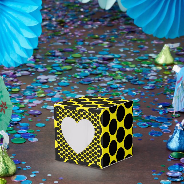 Caja Para Regalos Corazón de estilo amarillo brillante con punto neg (Fiesta)