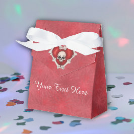 Caja Para Regalos Corazón rojo gótico de huesos tonos rojos de cráne