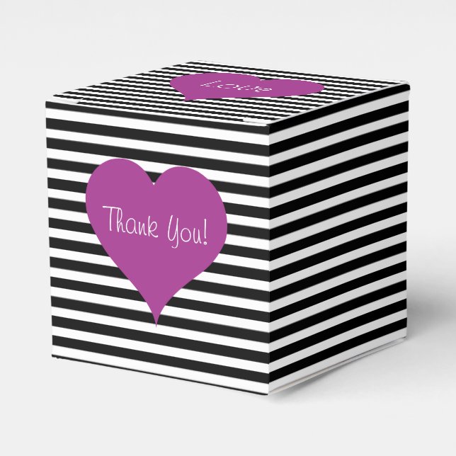 Caja Para Regalos Corazón Rosa Moderno Gracias (Costado Anverso)