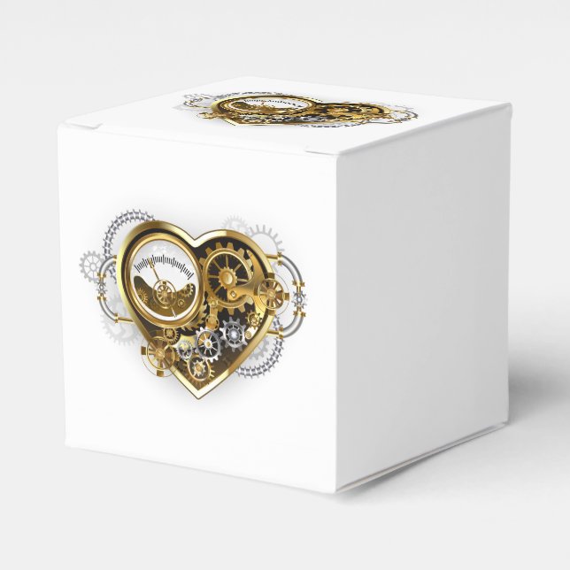Caja Para Regalos Corazón steampunk con manómetro (Costado Anverso)