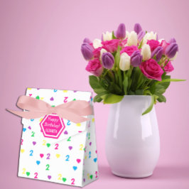 Caja Para Regalos Corazones arcoiris segundo cumpleaños