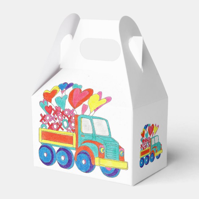 Caja Para Regalos Corazones de Camión Favor Box (Front Side)