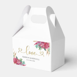 Caja Para Regalos Corazones de guion dorado elegantes con flor de ma