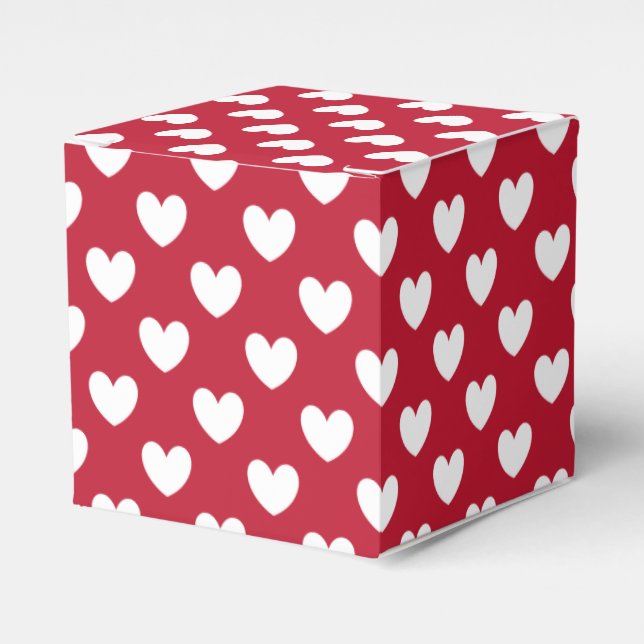 Caja Para Regalos Corazones de polka blanca y roja (Costado Anverso)
