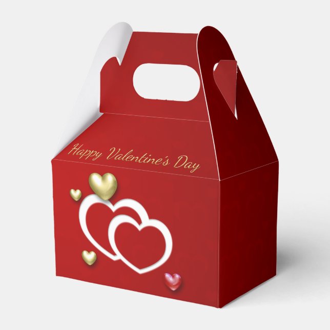 Caja Para Regalos Corazones de San Valentín Rojo Moderno (Front Side)