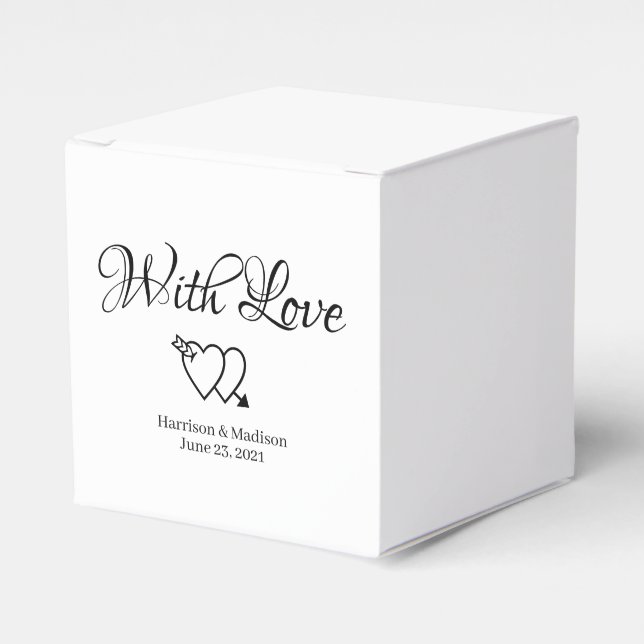 Caja Para Regalos corazones personalizados regalo de Boda blanco neg (Costado Anverso)