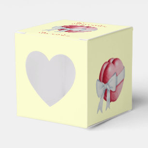Caja Para Regalos corazones rojos atados con arcos blancos para boda