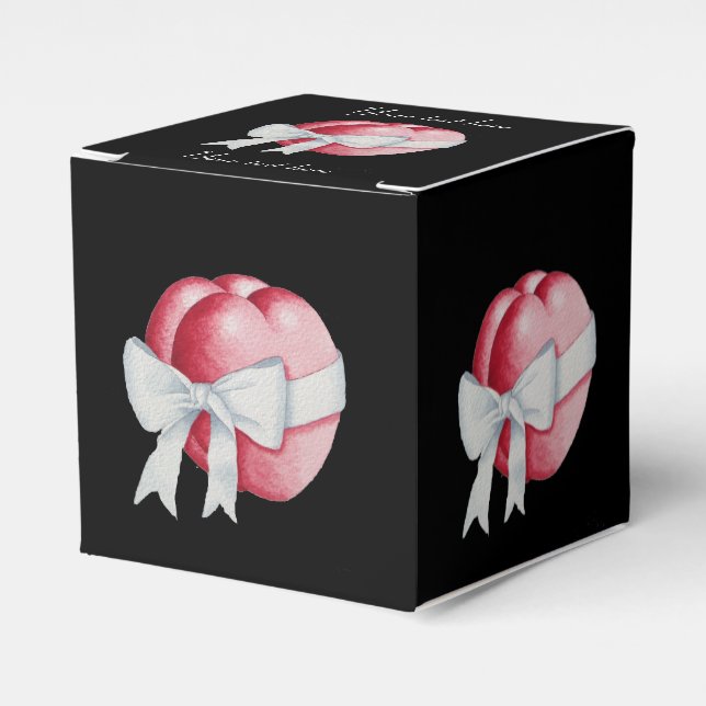 Caja Para Regalos corazones rojos atados con boda de cinta blanca (Costado Anverso)