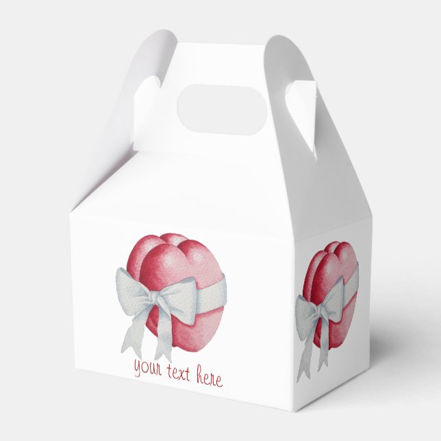 Caja Para Regalos corazones rojos atados con cinta blanca para bodas (Reverso)