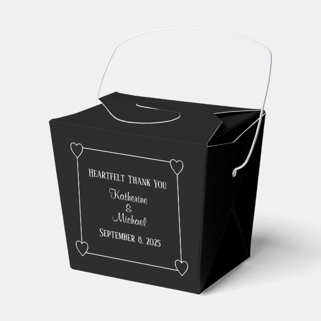 Caja Para Regalos Corazones románticos Boda negro simple moderno (Front Side)