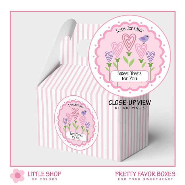 Caja Para Regalos Corazones rosados Bandas Florales Valentine (Subido por el creador)