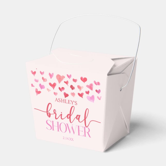 Caja Para Regalos Corazones Rosados Rojos Bridal Shower  (Front Side)