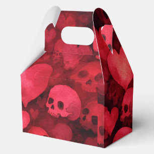 Caja Para Regalos Corazones Y Calaveras Rosadas