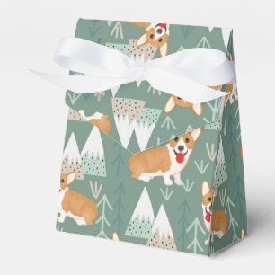 Caja Para Regalos Corgis en el patrón forestal de las montañas